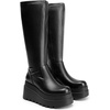 image:imageDREAM PAIRS Womens Knee High Boots Wedge Platform Chunky Heel Round Toe Side Zipper Fashion Long Tall Sock Punk Goth Boots for WomenBlackpu