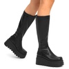 image:imageDREAM PAIRS Womens Knee High Boots Wedge Platform Chunky Heel Round Toe Side Zipper Fashion Long Tall Sock Punk Goth Boots for WomenBlackpu