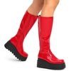 image:imageDREAM PAIRS Womens Knee High Boots Wedge Platform Chunky Heel Round Toe Side Zipper Fashion Long Tall Sock Punk Goth Boots for WomenRedpat