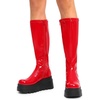 image:imageDREAM PAIRS Womens Knee High Boots Wedge Platform Chunky Heel Round Toe Side Zipper Fashion Long Tall Sock Punk Goth Boots for WomenRedpat