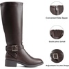 image:imageDREAM PAIRS Womens Knee High Riding Boots Comfortable Low Chunky Heel Side Zipper Round Toe Casual Classic RanchingBrown