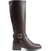 image:imageDREAM PAIRS Womens Knee High Riding Boots Comfortable Low Chunky Heel Side Zipper Round Toe Casual Classic RanchingBrown