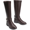 image:imageDREAM PAIRS Womens Knee High Riding Boots Comfortable Low Chunky Heel Side Zipper Round Toe Casual Classic RanchingBrown