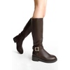 image:imageDREAM PAIRS Womens Knee High Riding Boots Comfortable Low Chunky Heel Side Zipper Round Toe Casual Classic RanchingBrown