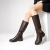 image:imageDREAM PAIRS Womens Knee High Riding Boots Comfortable Low Chunky Heel Side Zipper Round Toe Casual Classic RanchingBrown
