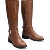 image:imageDREAM PAIRS Womens Knee High Riding Boots Comfortable Low Chunky Heel Side Zipper Round Toe Casual Classic RanchingLight Brown