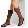 image:imageDREAM PAIRS Womens Knee High Riding Boots Comfortable Low Chunky Heel Side Zipper Round Toe Casual Classic RanchingLight Brown