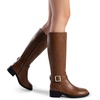 image:imageDREAM PAIRS Womens Knee High Riding Boots Comfortable Low Chunky Heel Side Zipper Round Toe Casual Classic RanchingLight Brown