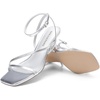 image:imageDREAM PAIRS Womens Low Kitten Heels Strappy Open Square Toe Ankle Strap Sexy Fashion Comfort Dress Shoes Party Heeled SandalsSilver