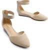 image:imageDREAM PAIRS Womens Low Wedge Pointed Toe Ankle Strap Dress Comfortable Casual Flats Shoes for Prom Party WeddingNudeknit