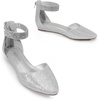 image:imageDREAM PAIRS Womens Low Wedge Pointed Toe Ankle Strap Dress Comfortable Casual Flats Shoes for Prom Party WeddingSilverGlitter