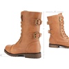 image:imageDREAM PAIRS Womens Mid Calf Builtin Wallet Pocket Lace up Military Combat BootsCamel
