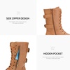 image:imageDREAM PAIRS Womens Mid Calf Builtin Wallet Pocket Lace up Military Combat BootsCamel