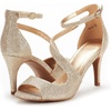 image:imageDREAM PAIRS Womens NILE Strappy Stiletto Heels Open Toe Ankle Strap Dress SandalsGoldGlitter