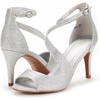 image:imageDREAM PAIRS Womens NILE Strappy Stiletto Heels Open Toe Ankle Strap Dress SandalsSilverGlitter