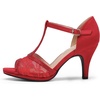 image:imageDREAM PAIRS Womens Open Toe Kitten Heel SandalsRedsuede