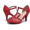 image:imageDREAM PAIRS Womens Open Toe Kitten Heel SandalsRedsuede