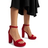 image:imageDREAM PAIRS Womens Platform Chunky High Heeled Sandals Open Toe Block Heels Ankle Strap Dress Shoes for Wedding Party EveningRed