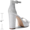 image:imageDREAM PAIRS Womens Platform Chunky High Heeled Sandals Open Toe Block Heels Ankle Strap Dress Shoes for Wedding Party EveningSilverglitter