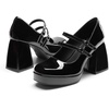 image:imageDREAM PAIRS Womens Platform Mary Jane High Chunky Closed Toe Heels Block Square Toe Double Strap Dress Pumps Fashion Party Y2K ShoesBlackpat