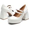 image:imageDREAM PAIRS Womens Platform Mary Jane High Chunky Closed Toe Heels Block Square Toe Double Strap Dress Pumps Fashion Party Y2K ShoesWhitepat