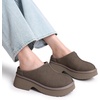 image:imageDREAM PAIRS Womens Platform Mules Faux Suede Slip on Memory Foam NonSlip Lightweight Closed Toe Clogs Slippers ShoesTaupe