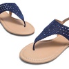 image:imageDREAM PAIRS Womens Rhinestone Casual Wear Cute Gladiator Flat Sandals Beach Dressy TStrap Thong SandalsNavy