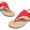 image:imageDREAM PAIRS Womens Rhinestone Casual Wear Cute Gladiator Flat Sandals Beach Dressy TStrap Thong SandalsRed