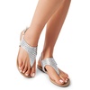 image:imageDREAM PAIRS Womens Rhinestone Casual Wear Cute Gladiator Flat Sandals Beach Dressy TStrap Thong SandalsSilver