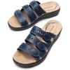 image:imageDREAM PAIRS Womens Slide Sandals Comfortable Arch Support Casual Walking Sandals Adjustable Straps Slip On Low Wedge Flat SandalsNavy