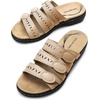 image:imageDREAM PAIRS Womens Slide Sandals Comfortable Arch Support Casual Walking Sandals Adjustable Straps Slip On Low Wedge Flat SandalsNude
