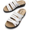 image:imageDREAM PAIRS Womens Slide Sandals Comfortable Arch Support Casual Walking Sandals Adjustable Straps Slip On Low Wedge Flat SandalsWhite