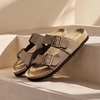 image:imageDREAM PAIRS Womens Slide Sandals Cork Footbed Open Toe Adjustable Flat Sandals Comfort Slip On Slippers for Summer