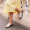 image:imageDREAM PAIRS Womens Slides Arch Support Slip on Flat Sandals Wide Plantar Fasciitis Soft Cushion Slippers With Adjustable StrapsWhite