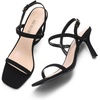 image:imageDREAM PAIRS Womens Slingback Heels Square Open Toe Strappy Sandals Ankle Strap High Heeled Dressy ShoesBlacknubuck