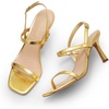 image:imageDREAM PAIRS Womens Slingback Heels Square Open Toe Strappy Sandals Ankle Strap High Heeled Dressy ShoesGoldpu