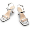image:imageDREAM PAIRS Womens Slingback Heels Square Open Toe Strappy Sandals Ankle Strap High Heeled Dressy ShoesSilver