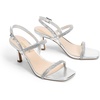 image:imageDREAM PAIRS Womens Slingback Heels Square Open Toe Strappy Sandals Ankle Strap High Heeled Dressy ShoesSilverrhinestone