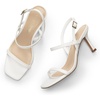 image:imageDREAM PAIRS Womens Slingback Heels Square Open Toe Strappy Sandals Ankle Strap High Heeled Dressy ShoesWhite
