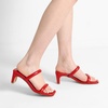 image:imageDREAM PAIRS Womens Square Toe Heels for Women Two Strap Open Toe Low Block Chunky Heels Sandals Dress Pumps ShoesRed