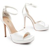 image:imageDREAM PAIRS Womens Stiletto High Heels Platform Ankle Strap Square Open Toe Dress Sexy SandalsWhitesatin