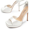 image:imageDREAM PAIRS Womens Stiletto High Heels Platform Ankle Strap Square Open Toe Dress Sexy SandalsWhitesatin