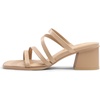 image:imageDREAM PAIRS Womens Strappy Heels Block Open Toe Low Heel Chunky Mules Sandals Dress ShoesNude
