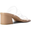 image:imageDREAM PAIRS Womens Strappy Heels Block Open Toe Low Heel Chunky Mules Sandals Dress ShoesNudeClear