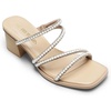 image:imageDREAM PAIRS Womens Strappy Heels Block Open Toe Low Heel Chunky Mules Sandals Dress ShoesNudepearl