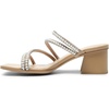 image:imageDREAM PAIRS Womens Strappy Heels Block Open Toe Low Heel Chunky Mules Sandals Dress ShoesNudepearl