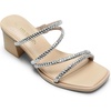 image:imageDREAM PAIRS Womens Strappy Heels Block Open Toe Low Heel Chunky Mules Sandals Dress ShoesNuderhinestone