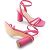 image:imageDREAM PAIRS Womens Strappy Round Heels Open Square Toe Ankle Strap Party Sandals Dress ShoesHot Pinkpu