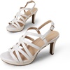 image:imageDREAM PAIRS Womens Strappy Stiletto High Heels Round Toe Platform Dress Shoes Comfortable Ankle Strap Heeled Sandals For Formal Party Wedding Evening DressWhite