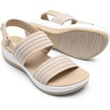 image:imageDREAM PAIRS Womens Walking Sandals Lightweight Soft Footbed Low Wedge Comfort Indoor Outdoor Flat SandalsBeige